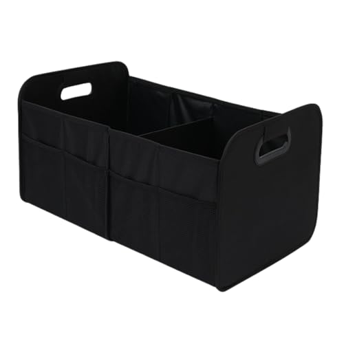 車用収納ボックス トランクボックス 折りたたみ トランク収納ボックス 56L大型 大容量 仕切り付き 収納ケース メッシュポケット 防水 車 収納 長持ち 丈夫 ブラック 黒 1個 画像1