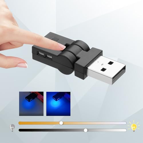 aninako usb ライト 2個入り Type-A LED USB 車内用 アンビエントライト 8色 RGB 調光機能 180°回転可能 イルミネーション 車アクセサリー 自動点灯 簡単取付 USB給電 照射方向切替 高輝度 小型 軽量 中間 画像