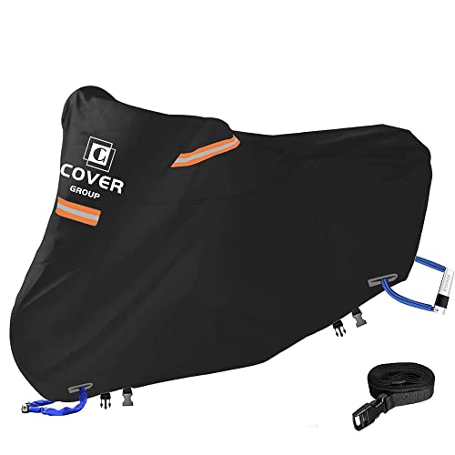 COVERGROUP 420D丈夫厚手 バイクカバー 原付 50cc 80cc 100cc 125cc 耐熱防水撥水防塵バイク用車体カバー紫外線防止色褪せない風飛び防止盗難防止収納袋付(M:205*90*100CM) 画像1