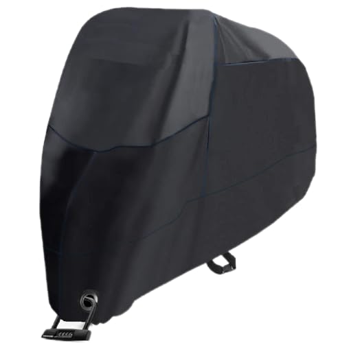 バイクカバー 防水 大型 210D 厚手【2025改良最新型 】 220*110*95cm 耐熱 厚手 超撥水塗料オックス生地 反射ストライプ 盗難防止 紫外線防止 防埃 防水 防雪 UVカット 丈夫収納袋付 1枚目 画像