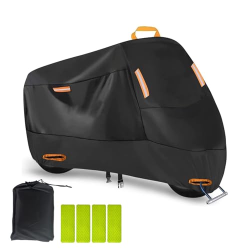 iKristin バイクカバー 厚手 320D 車体カバー オートバイカバー 防水 耐熱 警告反射テープ5枚付き 盗難防止ロック穴 ワンタッチバックル前後付き 防風 防埃 防雨 防雪 バイク用レインカバー 収納バッグ付き (ＸＸＸＬ) 画像1