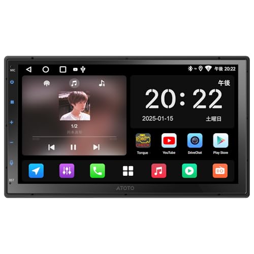 ATOTOLIFE 2DINディスプレイオーディオ、オーディオ一体型Androidナビ7インチ、ワイヤレスCarPlay/Android Auto、GPS追跡、WiFi/Bluetooth/USB、24EQ&DSP、AI会話、音声・映像再生機能、乗物用ナビゲーション装置、A5LG2B7T 画像1