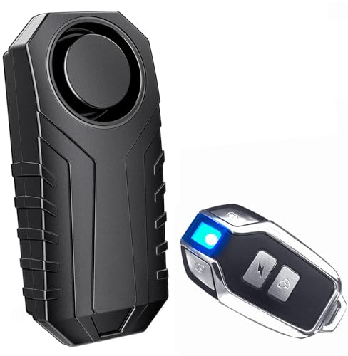 htrahy バイク 防犯アラーム 車 防犯ブザー 音量調整可能 盗難防止 グッズ リモートコン付き IP55防水 113dB 大音量 警告音切替可能 感度7段階調整可能 配線不要 セキュリティアラーム 自転車/自動車/自宅/ドア/窓 防犯対策 日本語説明書(ブラック) 画像1