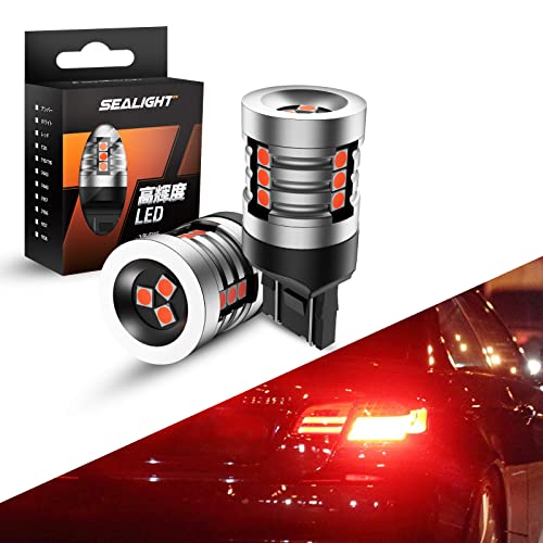 SEALIGHT T20 LED バックランプ 爆光 高輝度 ダブル球 キャンセラー内蔵 後退灯 ブレーキランプ バックライト テール ストップ ランプ T20/7443/7440/WY21W レッド DC12V車用 車検対応 無極性 50000時間以上寿命 J1シリーズ (2個入り) 画像1