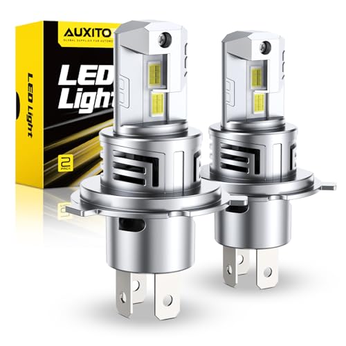 AUXITO H4 Lo/Hi LEDヘッドライト 高輝度 24個LEDチップ搭載 6倍明るさUP 車用 車検対応 ほぼ純正ハロゲンサイズ 6500K ホワイト 12V車対応 取り付け簡単 定電流回路搭載 長寿命 高速回転冷却ファン付け 静音 瞬間起動 2個入り 販売者3年保証-M6SH4 画像1
