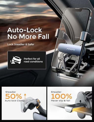 【2025最新進化クリップ&最強の安定】AINOPE スマホホルダー 車 車載ホルダー 重力式 エアコン吹き出し口 片手操作 スマホスタンド 回転可能 自由調節 手帳型ケース 車用 スタンド カー用品 iPhone 16 15 14 13 12 Pro Max Xperia Galaxy S25など4-7インチ全機種対応すすいろ 中間 画像
