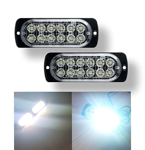 スーパーブライト 超爆眩 LED ストロボライト ストロボフラッシュ デイライト12LED搭載 点滅 緊急 警告灯 汎用車用 12V 24V 車 バイク トラック (ホワイト) 画像1