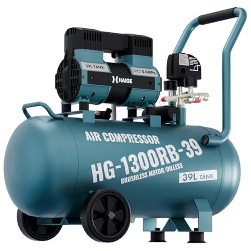 HAIGE (ハイガー) コンプレッサー 静音 高吐出量 メンテナンスフリー オイルフリー HG-1300RB-30 (30L) /HG-1300RB-39 (39L) 39L 画像1