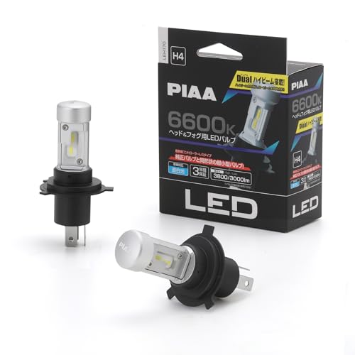 PIAA(ピア) 車用 バルブ ヘッドライト/フォグライト用 LED 6600K 〈コントローラーレスタイプ〉 12V 18/18W Hi3800/Lo3000lm H4 3年保証 車検対応 2個入 LEH170 画像1