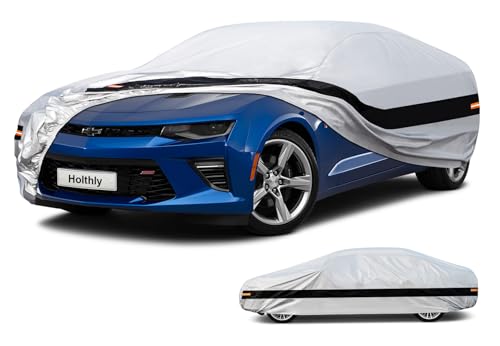Holthly 10層クーペカーカバー 防水 全天候型 自動車用、100%防水 屋外車カバー 雨 雪 紫外線 ほこり保護 フォードマスタング、シボレーカマロ、ポルシェ911などにカスタムフィット 画像1