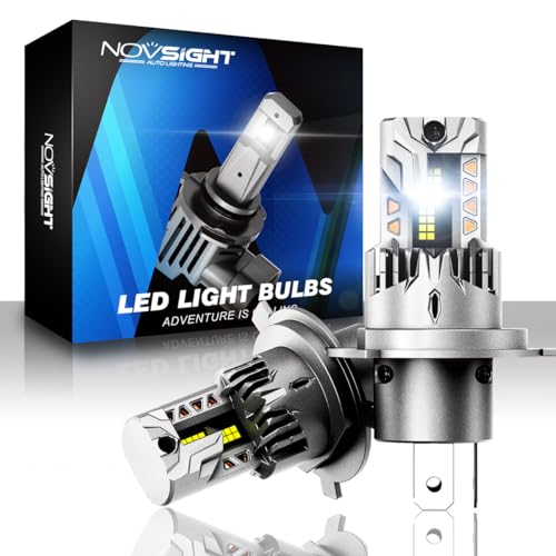 NOVSIGHT H4 LEDヘッドライト Hi/Lo切替 新車検対応 一体型 ledバルブ 車/バイク用 DC12V 高輝度 18000LM 6500K ホワイト 無極性 切れのいいカットライン LEDチップ搭載 2個入り 1枚目 画像