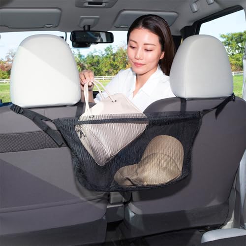 アストロ 車用収納ポケット ブラック 【車内 収納ネット カーシートポケット 荷物入れ】 中身が見えるメッシュポケット 買い物袋 カバン入れ 鞄ホルダー 収納バッグ 車載 シートバックポケット ハンモック 吊り下げ 荷崩れ防止 小物入れ カー用品 カーアクセサリー 車内空間 デッドスペースを有効活用 607-62 画像1