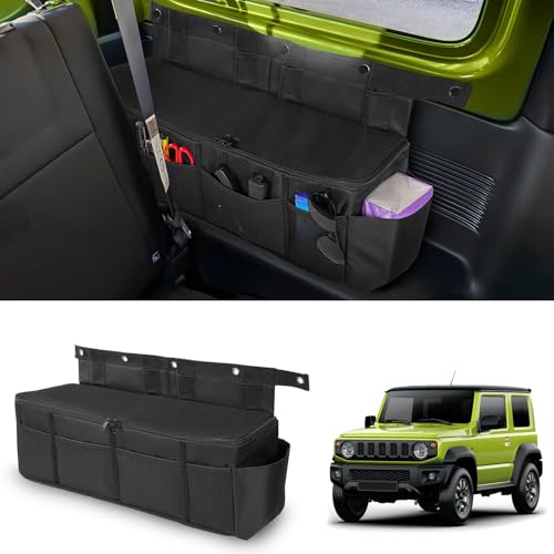 Auto Spec ジムニー ジムニーシエラ JB64W JB74W 専用 収納ボックス 後部座席収納 ヘッドレストホルダー マルチ収納ボックス テーブル 小物入れ ひっかき防止 スペース増やし 車中泊 取り付け簡単 左右側用 内装パーツ アクセサリー (助手席側用-L) 1枚目 画像