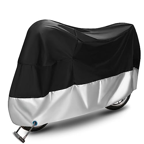 Breame バイクカバー 原付カバー 防水オートバイカバー 190T厚手 防水 紫外線防止 盗難防止 防風 防埃 防雨 防雪 丈夫 耐久 防風ベルト&ロック穴有り 収納袋付き(XXL) 1枚目 画像