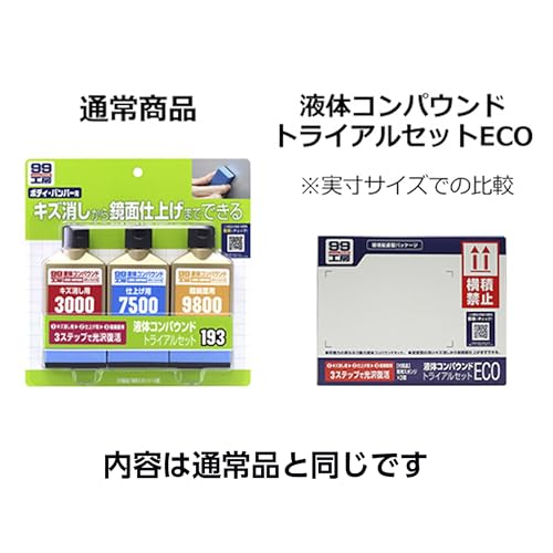 ソフト99(SOFT99) 99工房 補修用品 ECO 液体コンパウンドトライアルセット 環境へ配慮した紙製パッケージ採用 塗装面のキズ消し 仕上げ 鏡面仕上げ用 専用スポンジ 79200 中間 画像