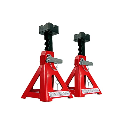 エマーソン(Emerson) 車用ラバークッション付きジャッキスタンド 3t 2個セット 厚みのあるラバークッションでジャッキポイントや車体底部の保護 6段階高さ設定(300/330/360/390/420/450mm) 横方向でも縦方向でも脚がしっかりと安定 深さの違う2種類の溝で深溝・受皿の両方の純正ジャッキポイントに対応 ロックレバー式で高さ調節が支柱を持ち上げるだけで可能 EM-271 画像1