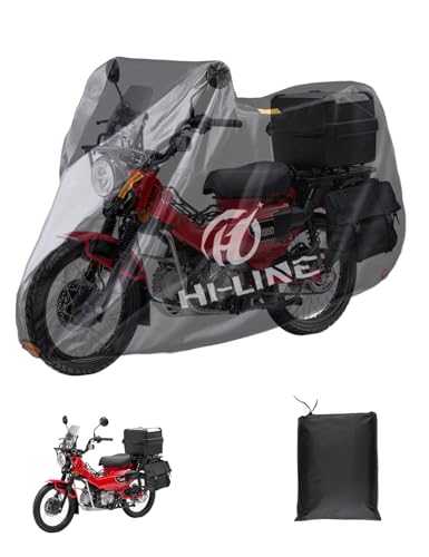 HI-LINE バイクカバー 厚手 420D 原付/原付二種/スクーターに対応 防水カバー 撥水加工 盗難防止 前後ロック穴 耐熱 紫外線防止 防風 中央バックル付き 裾を絞るゴム 警告反射テープ バイク用車体カバー 収納バッグ付き（L：220*95*110cm） 画像1