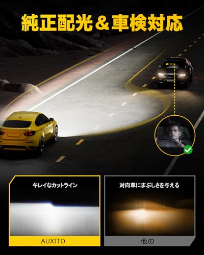 AUXITO H4 LED ヘッドライト 車検対応 HI/LO切替 H4 led 4倍明るさUP 6500K ホワイト 高輝度LEDチップ搭載 爆光 取り付け簡単 光軸調整フリー DC12-18V IP67防水 H4 LEDバルブ ファンレス 静音 ハロゲンサイズ 一体型 ポン付け led H4 長寿命 販売者3年保証 2個セット 中間 画像