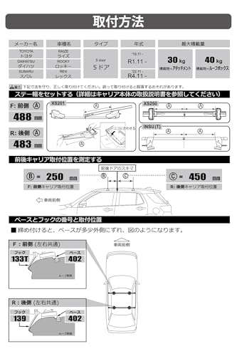 カーメイト(Carmate) inno(イノー) ベースキャリア 車種別フック 適合車種: ライズ R1.11~ (A200A / A210A / A201A / A202A), ロッキー R1.11~ (A200S / A210S / A201S / A202S) 等 ←こちらの車両にINNO ベース キャリア を取り付けする際に必要なパーツです K770 中間 画像