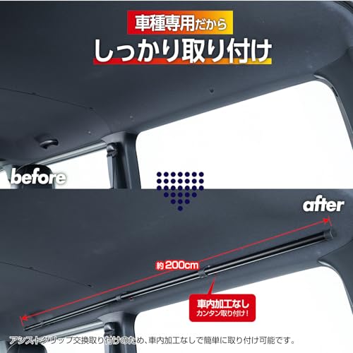 セイワ(SEIWA) サイドバー トヨタ ハイエース スーパーGL (200系 ロングボディ/標準ボディ/標準ルーフ)専用 左右2本セット IMP323 車内収納 天井収納 車内キャリアバー アウトドア 車中泊 レジャー 釣りサーフィン スノーボード HI ACE 【BURNOXシリーズ】 中間 画像