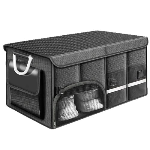 車用収納ボックス トランクボックス 72L大容量 折りたたみ可能 ラゲッジルーム 収納 車用 収納ケース 1680Dオックスフォード トランク収納ボックス 仕切り付き 防水 滑り止め 蓋付き 持ち手付き (72Lタイプ) 1枚目 画像