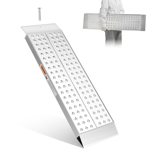 gardhom ラダーレール 長さ100CM 幅広 28CM 荷重340KG アルミ製 軽量 バイク スロープ 自転車 オートバイク適用 段差解消30cm 四輪バギー 草刈り機 除雪機用 貨物運搬用 1本 手袋付き 画像1