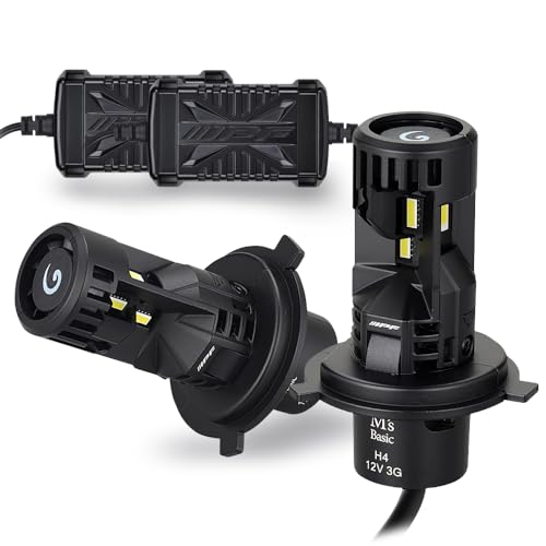 【Amazon.co.jp 限定】 M's Basic by IPF ヘッドライト LED 車用 H4 Hi Lo切替 5500lm/4800lm 6500K ホワイト 12V24V兼用 2本入 車検対応 ドライバーユニット別体型 デュアル冷却ファン内蔵 ノイズ対策済 追加ロービーム搭載 トライアングル照射構造 手前が見易い AMZ-HL541 画像1