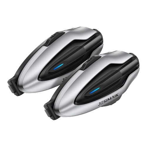 JESIMAIK バイク インカム H6 バイク用インカム QIK-Mesh2.0 音楽ながら通話 6人同時通話 デュアルチップ 磁気取付 FMラジオ 音楽共有 4種music効果 25H連続使用 8mm快適スピーカー HIFI音質 通信距離1600m 通信自動復帰 IP67防水防塵 7重ノイズ低減 ENC&DSP&CVC Qualcomm Bluetooth 盗難防止 技適認証済み 2台 画像1
