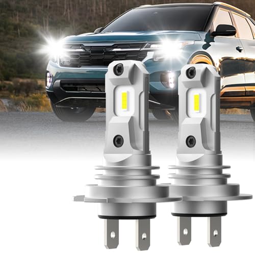 AUXITO H7 LEDヘッドライト車検対応 H7 LED 8つの超高輝度CSPチップ搭載 2倍ハロゲン明るさ キャンセラー内蔵 1：1ミニサイズ 無極性 アダプター不要 取り付け簡単 6500Kホワイト ファンレス H7フォグライトと交換できる 2個入り 12V車専用 販売者2年保証 -GFH7 画像1