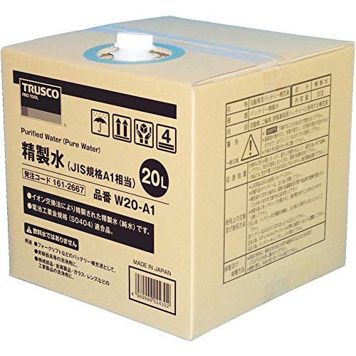 トラスコ中山(TRUSCO) 精製水 JIS規格A1相当 20L W20A1 画像1