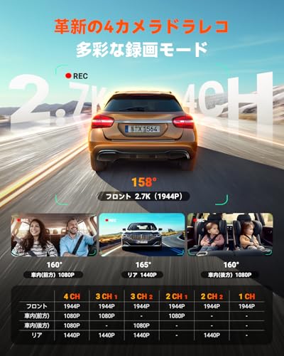 【2025年最新】 4カメラ ドライブレコーダー VANTRUE N5S 【前後4カメラともSTARVIS 2搭載 暗視機能強化版】 360度 ドラレコ 前後/左右/室内記録 360°全周囲 5.8G WiFi機能 24時間駐車監視 2.7K+1080P+1080P+2.5K スマホ連携 3軸Gセンサー GPS HDR WDR搭載 日本語音声操作 技適認証済 中間 画像