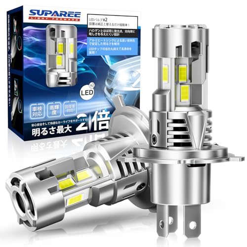 「業界初三面発光」SUPAREE H4 LED ヘッドライト 車検対応 三面発光 冷却ファン2個 h4 led 爆光 12V車対応 6500K led バルブ ハロゲンサイズ 長寿命 キャンセラー内蔵 IP68防水 2個セット 画像1