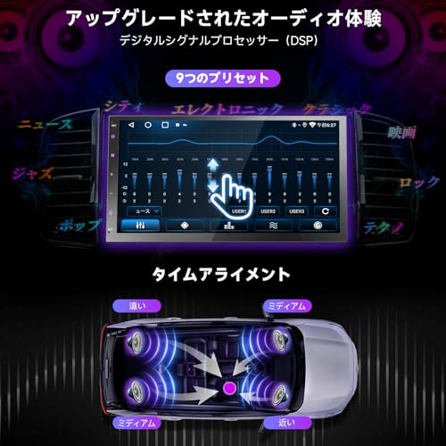 ATOTOLIFE 2DINディスプレイオーディオ、オーディオ一体型Androidナビ7インチ、ワイヤレスCarPlay/Android Auto、GPS追跡、WiFi/Bluetooth/USB、24EQ&DSP、AI会話、音声・映像再生機能、乗物用ナビゲーション装置、A5LG2B7T 中間 画像