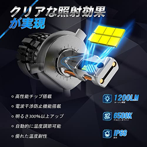NOVSIGHT led ヘッドライト H4 hi/lo 30000lm(15000lm*2) 車検対応12v車適応 140w(70w*2) 6500k 12V 車 バイク用 IP68 超高輝度 爆光 高性能バルブ 販売者2年保証 2個入り 中間 画像
