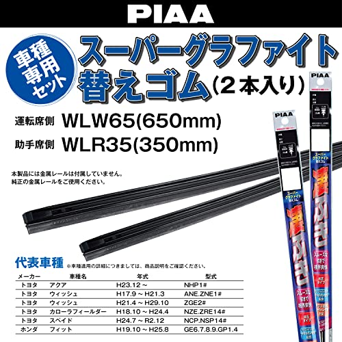 【Amazon.co.jp 限定】PIAA(ピア) ワイパー替えゴム車種専用セット 【スーパーグラファイト】 天然ゴム仕様 2本入 (650mm + 350mm) トヨタ アクア ウイッシュ カローラフィールダー スペイド/ホンダ フィット ストリーム 他 AMRRG001 最後 画像