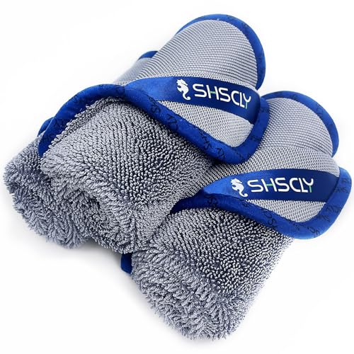 SHSCLY シスクレー マイクロファイバー 洗車 タオル 第2世代 超吸水 クロス 厚手 コンパクトサイズ 絞れる エッジ広がり効果 平らに保ちやすい 楽々拭き取り (約30x40cm 3枚入) 画像1