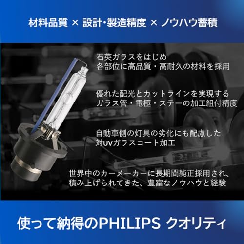 Philips(フィリップス) HID ヘッドライト D4S 【新車検・ロービーム車検対応】 6000K 2500lm 42V 35W アルティノンWX 純正交換用 車検対応 3年保証 PHILIPS UltinonWX 42402WXX2JP 2個1セット 中間 画像