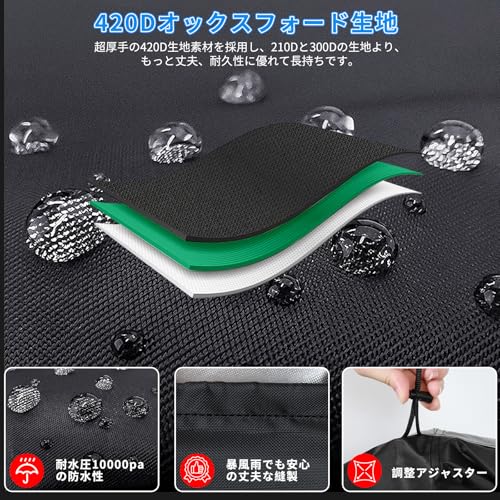 SUPTEMPO タイヤカバー 4本 屋外 防水 420D タイヤ袋 4枚付き 両面利用可能 タイヤ収納 夜間反射 取手付き 紫外線カット 劣化 汚れ防止 厚手 タイヤトート タイヤ保管カバー - L(80*40cm) 中間 画像