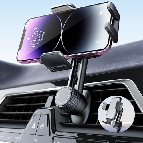 【全方位自由調整可能】スマホホルダー 車載携帯ホルダー スタンド 伸縮アーム 長さ・高さ調整可能 360度回転 カー用品 エアコン吹き出し口 スマホ片手操作 安定性拔群 クリップ式 取り付け簡単 手帳型ケース対応 車用品 4-7インチ全機種対応（グレー） 画像1