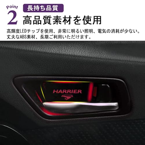 SAWAKAKI トヨタ ハリアー 80系 専用設計 インナードアランプ ロゴ発光 LED 8色切り替え可能 ルームランプ 内装 カスタムパーツ 互換品 4枚セット 中間 画像