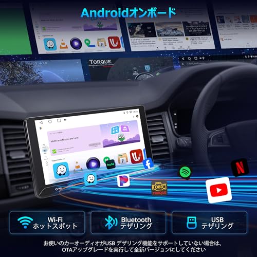 ATOTOLIFE A5L 10インチ Androidナビ 2DINディスプレイオーディオ、大画面アンドロイドカーナビ、無線Android Auto&CarPlay ワイヤレス、WiFi 対応/Bluetooth/USBテザリング、24バンドEQ DSP 内蔵、バックカメラ、ミラーリンク、FM/SWC/GPS、AI連続会話&GPS追跡、2G+32G、USB/TF動画再生 中間 画像