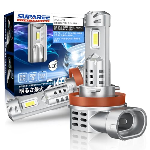 SUPAREE h11 LED ヘッドライト 爆光 新車検対応 ハイパワー35W 冷却ファン付き 高輝度 ノイズ抵抗 12V車(ハイブリッド車・EV車対応) ホワイト 6500K 2個セット 画像1