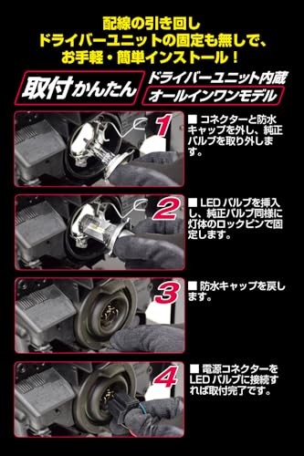 IPF ヘッドライト フォグランプ LED 車用 H4 Hi Lo切替 4000lm 3200lm 4000K 温白色 12V用 2本入 車検対応 ドライバーユニット一体型 冷却ファン内蔵 ハロゲンサイズ型 取付簡単 Eシリーズ E142HFB 中間 画像