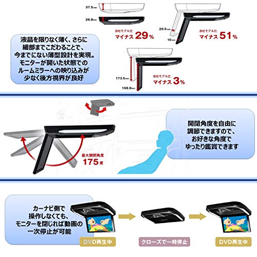 アルパイン(ALPINE) 10.1インチ フリップダウンモニター ブラック RSH10XS-L-B 中間 画像