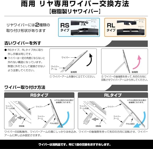 PIAA(ピア) ワイパー ブレード 350mm スーパーグラファイト グラファイトコーティングゴム 1本入 呼番3RL リヤ専用 WG35RL 中間 画像