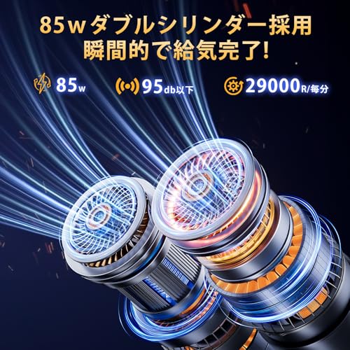 Philoent 自転車 空気入れ 電動空気入れ 【新モデル 超小型 10倍速高速充填 】7200mAh エアポンプ 自動停止 空気圧指定可 充電式 コードレス 小型 仏/英/米式バルブ対応 最大圧力150PSI SOS/LED懐中ライト USB-C 急速充電 自転車/自動車/ボール/浮き輪/バイク対応 日本語説明書付き 中間 画像