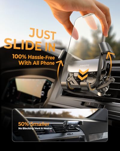 【2025最新進化クリップ&最強の安定】AINOPE スマホホルダー 車 車載ホルダー 重力式 エアコン吹き出し口 片手操作 スマホスタンド 回転可能 自由調節 手帳型ケース 車用 スタンド カー用品 iPhone 16 15 14 13 12 Pro Max Xperia Galaxy S25など4-7インチ全機種対応すすいろ 最後 画像