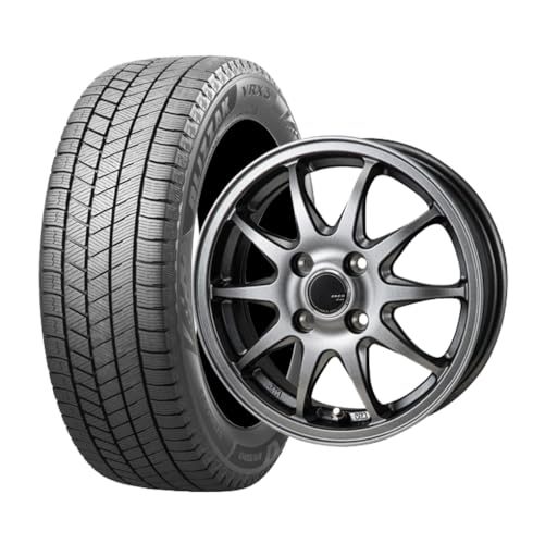 ブリヂストン(BRIDGESTONE)【スタッドレスタイヤ・ホイール 4本セット】 155/65R14 75Q BLIZZAK VRX3 & 14×4.5J PCD100/4H +45 ZACK JP-202 ブラックシルバー 1枚目 画像
