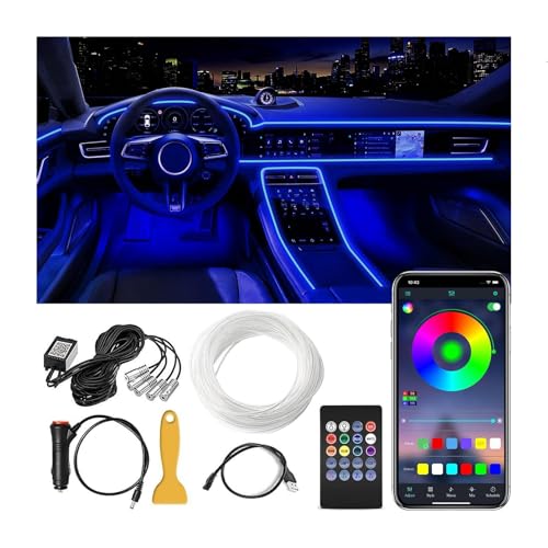 アンビエントライト 車 LEDテープライト 車内ライト フットライト 5IN1 USB/シガー電源対応 RGB 無限調色 調光可能 音反応変色 長さ調節 スマホアプリ操作 高輝度 車内装飾 インテリア 6M (5つで1つ) 画像1