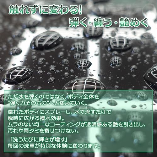 LIFIX REPELIZE タッチレスコーティング スプレー一発 水で流すだけ 湿式乾式どちらも対応 触れずに変わる メンテナンスとしても◎ 水弾きと光沢の新定番 ワンステップで仕上がる 魅せる艶 オールラウンダー 3段階の香り スキンムスク メロン ジュニパー ライフィックス リペライズ 500ml 中間 画像